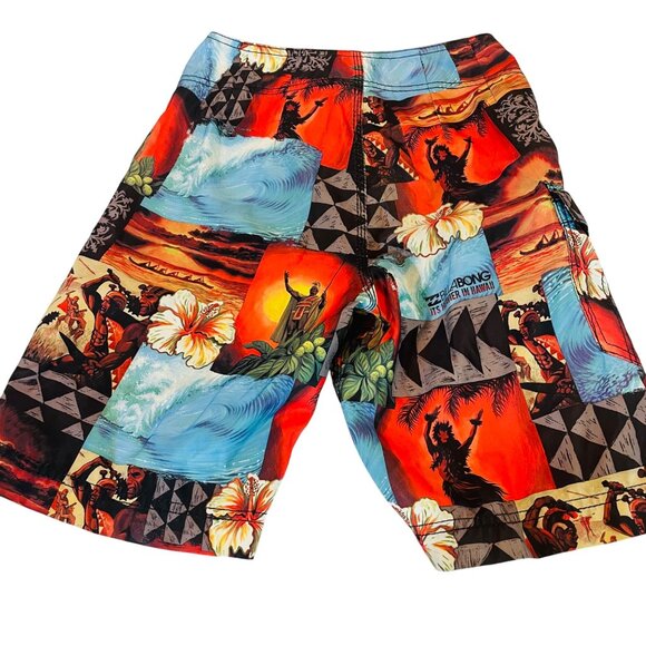 Boys Hawaiian Print Board Shorts Size 26 Polyester Multi-Color Medium Billabong - Picture 7 of 8